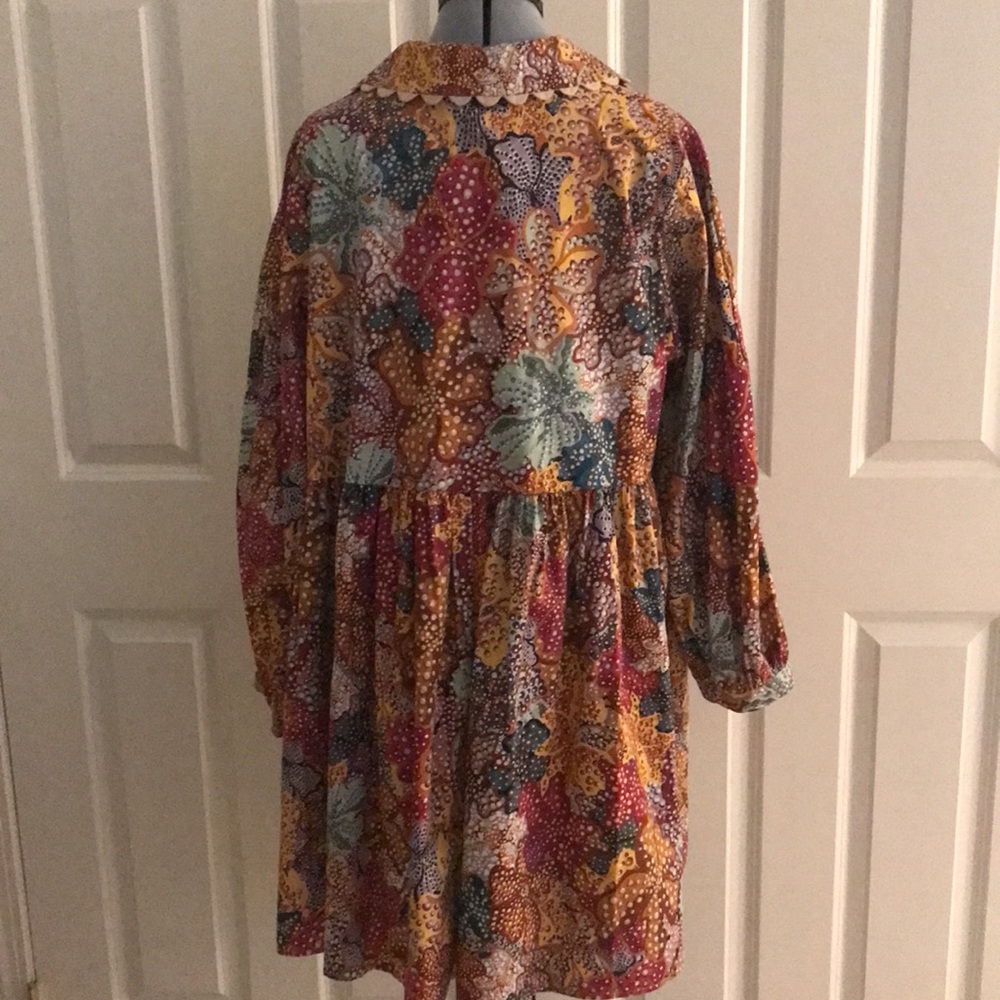 New Kika Vargas for Target Floral Print Mini Dress Long Sleeves 1X Plus - Picture 5 of 17